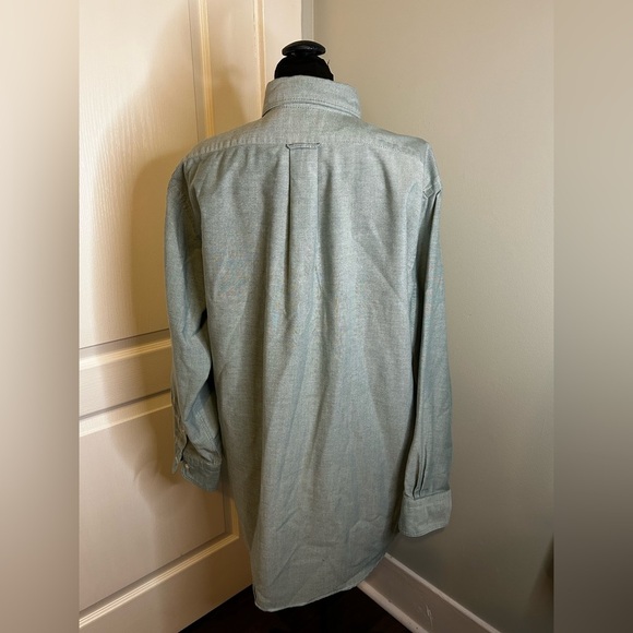Lands End Mint Green Long Sleeve Collared Button Up Dress Shirt Mens L 17-33 EUC - Picture 3 of 6